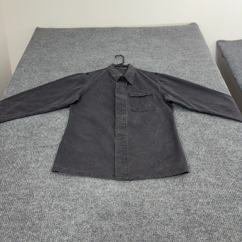 Vintage Unbranded Shirt Jacket Mens M Black Cotton Canvas Utility Style